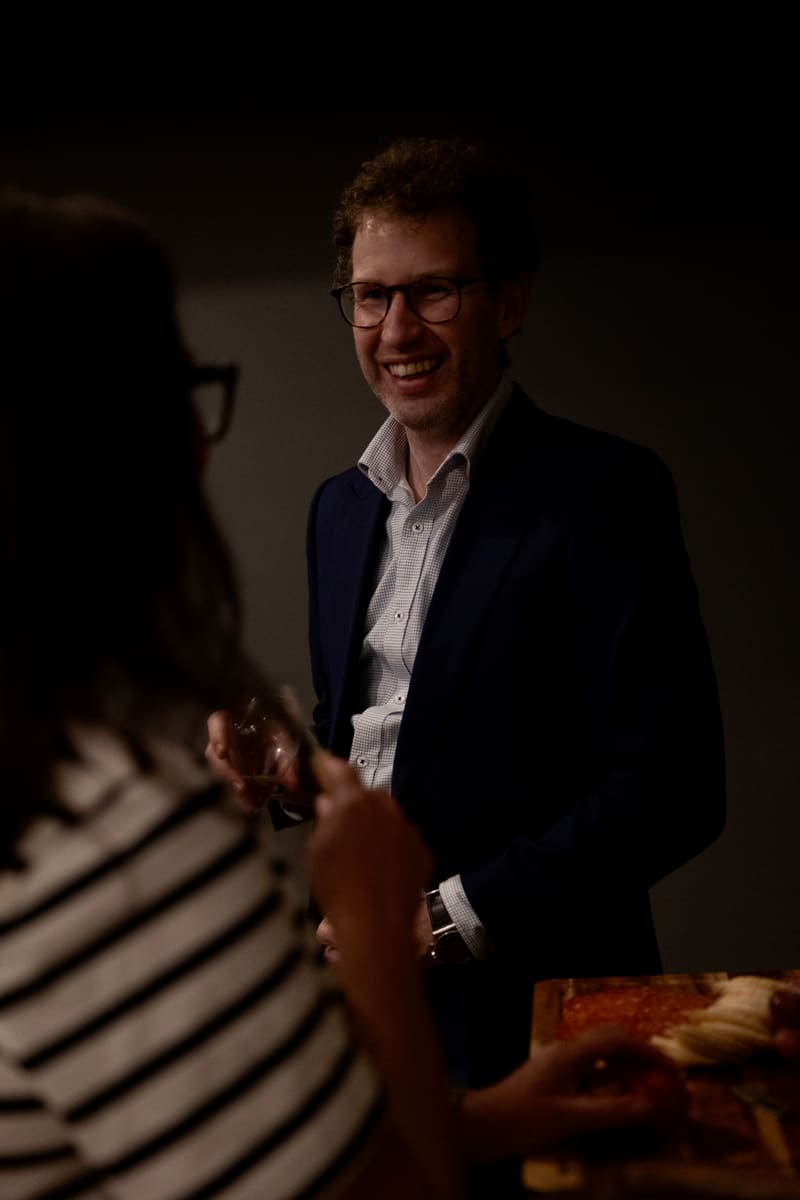 A senior executive in conversation at an HVL event